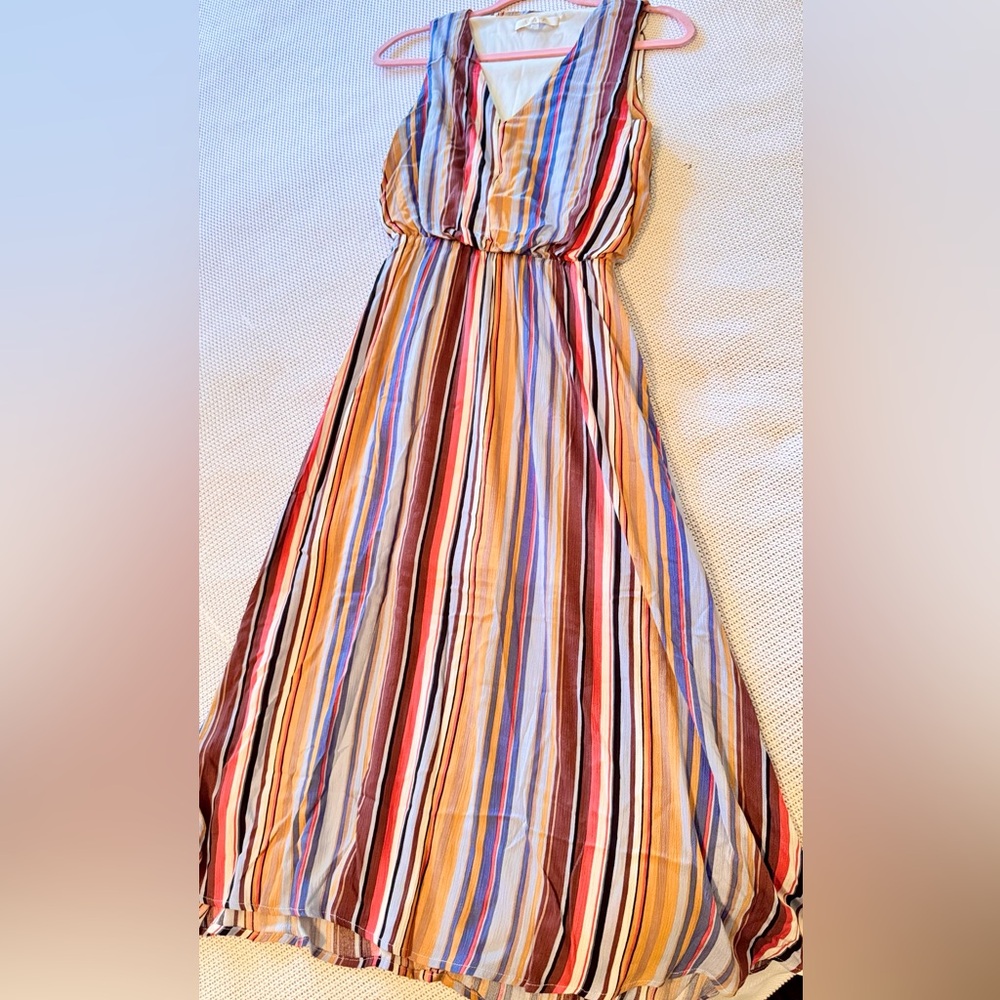 WAYF Sleeveless Blouson Colorful Striped Midi Dress - Picture 9 of 13